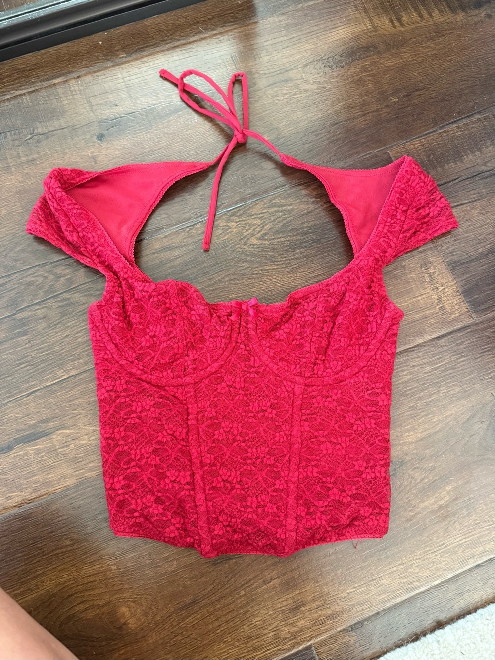 Garage Red Lace Corset Halter Camisole